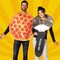 Pepperoni Pizza and Pizza Cutter Adult Couples Costume Set Food Tunics Funny Halloween Party Outfit